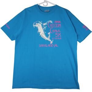 Vintage Hanes 1991 Single Stitch Catfish Crawl 5K Fun Run T Shirt Mens XL